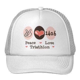 140.6 Peace Love Triathlon Cap Trucker Hats
