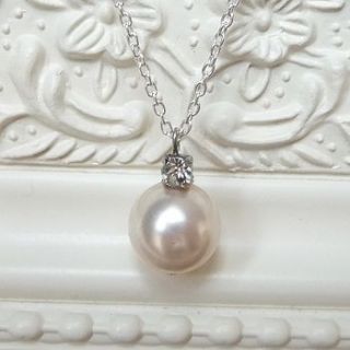 rhinestone and pearl pendant necklace by katherine swaine