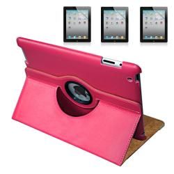SKQUE Apple iPad2 Pink Leather Case with 3 x Screen Protector Tablet PC Accessories