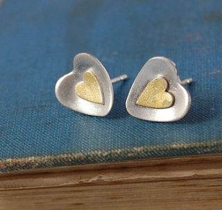 flutter handmade heart studs by alison moore silver designs
