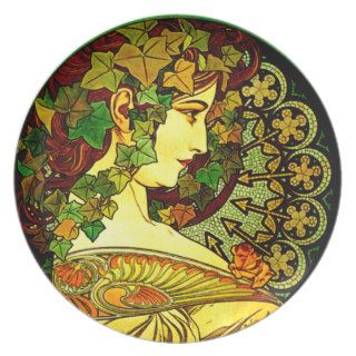 Art Nouveau Stained Glass ~ Vintage Alphonse Mucha Plate