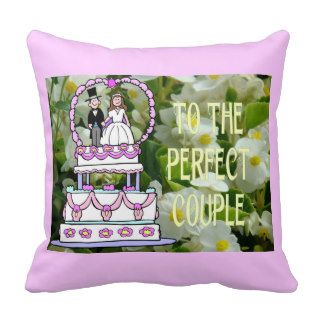 Wedding cake, to the perfect couple throw pillows