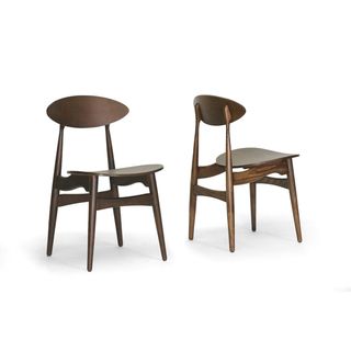 Ophion Brown Wood Modern Dining Chair (Set of 2) Baxton Studio Dining Chairs