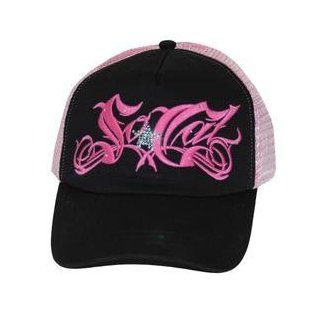 So Cal "BLING TRUCKER" Headwear/Baseball Cap Black/Pink  One Size Clothing
