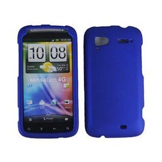 Tmobile HTC Sensation 4G Accessory   Blue Rubber Protective Hard Case Cover Cell Phones & Accessories