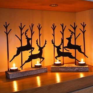 set of two reindeer tealight decorations by london garden trading