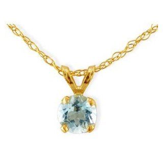 Aquamarine Jewelry .45ct Aquamarine Solitaire Pendant in 14k Yellow Gold  Fine Gemstone Jewelry Jewelry