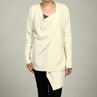 Larsen Gray Women's Ivory Ribbed Open front Cardigan FINAL SALE Cardigans & Twin Sets