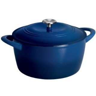 Tramontina 6.5 Quart Covered Enameled Cast Iron Dutch Oven   Blue Kitchen & Dining