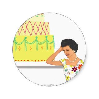 Retro 50's woman birthday cake sticker