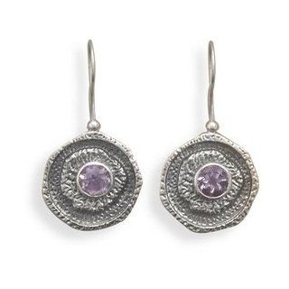 Amethyst Artisan Style Sterling Silver Earrings Dangle Earrings Jewelry