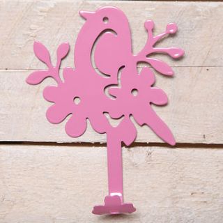 robin bird metal wall hook three colours by red berry apple
