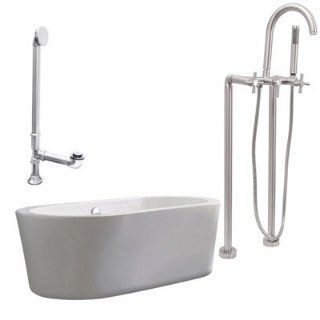 Giagni Ventura 67 In Apron Tub Set LV2 C BN White with Brushed Nickel   Bathtub And Showerhead Faucet Systems  
