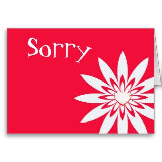 Sorry, red & white flower heart greeting cards