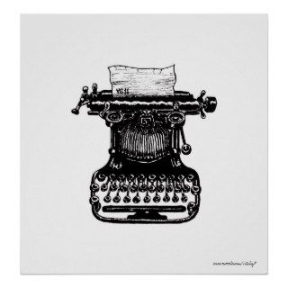 Vintage typewriter graphic art poster