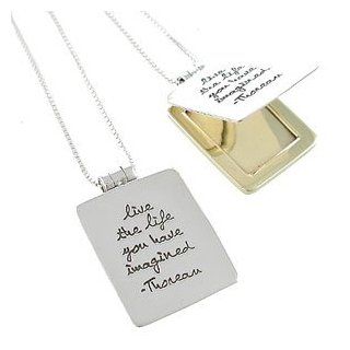 LIVE THE LIFE YOU HAVE IMAGINED Locket Pendant in Sterling Silver and Brass on an 18" Box Chain, #7903 Pendant Necklaces Jewelry