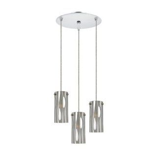 Cal Lighting PC3R 1020 3 Light Line Voltage Round Canopy Combo Multi Light Pendant, Brushed Steel   Ceiling Pendant Fixtures  