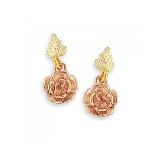 Gorgeous Pink 10k Black Hills Gold Rose Bud Earrings Jewelry