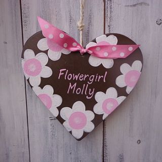 personalised bridesmaid or flowergirl heart by giddy kipper