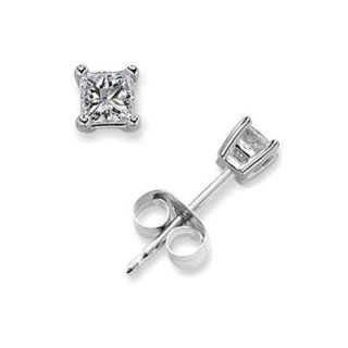 .50 Ct Princess Cut C.Z. Diamond Stud Earrings Bridal Silver Jewelry (Nice Gift, Special Sale) Jewels Lovers Jewelry