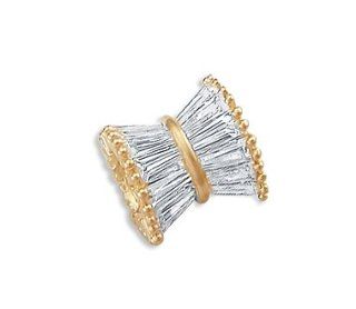 14k Yellow Gold CZ Slide Bezel Bead Charm Pendant New Jewelry