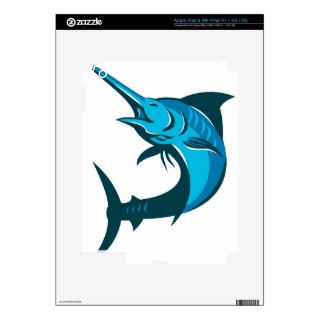 blue marlin fish jumping retro skins for iPad 3
