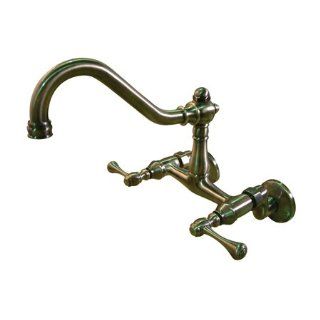 Kingston Brass KS3223BL Vintage Wall Mounted Centerset Kitchen Faucet with Metal Lever Handles, Vintage Brass   Touch On Kitchen Sink Faucets  