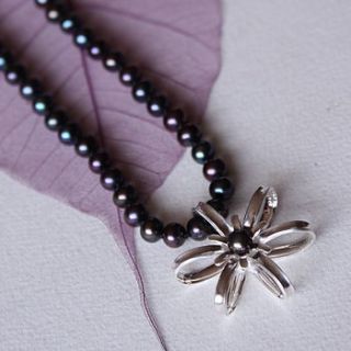 peacock pearl flower necklace by louise mary designs