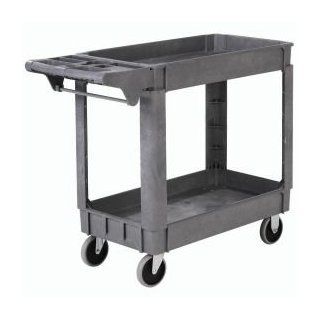 Small Deluxe 3 Shelf Plastic Utility & Service Cart 5" Rubber Casters 