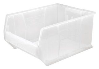 Quantum QUS955 Plastic Storage Stacking Hulk Container, 24 Inch by 18 Inch by 12 Inch, Clear, Case of 1   Open Home Storage Bins