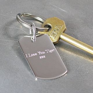 silver key ring   dog tag by hersey silversmiths