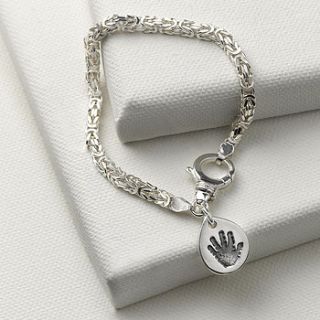 byzantine bracelet with personalised charm by touch on silver