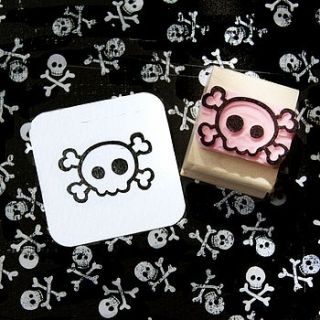 small skull & cross bones hand carved stamp by skull and cross buns