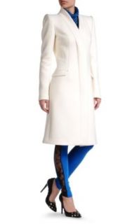 Just Cavalli Women's Ivory Wool Button Down Coat US 4 EU 40 Wool Outerwear Coats