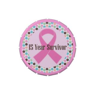 15 Year Survivor Breast Cancer Pink Ribbon Jelly Belly Tin