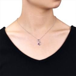Miadora Sterling Silver Amethyst and Diamond Accent Necklace (H I, I3) (1/5ct TGW) Miadora Gemstone Necklaces