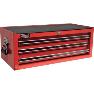 Homak Pro Series 27in. 3-Drawer Middle Chest — Red, 26 1/4in.W x 12in.D x 9 7/8in.H, Model# RD03032601  Tool Chests