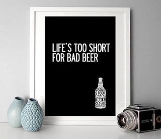 for all beer lovers typographic ale print by i love design