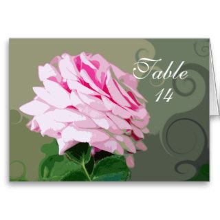 Pink Rose Swirls Folded Table Number Cards