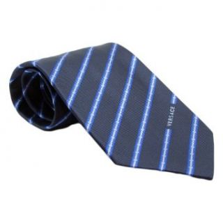 Versace VE BO321 0002 Royal Blue Stripe Woven Silk Men's Tie at  Mens Clothing store Neckties