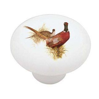 Country Pheasants Decorative High Gloss Ceramic Drawer Knob   Cabinet And Furniture Knobs  