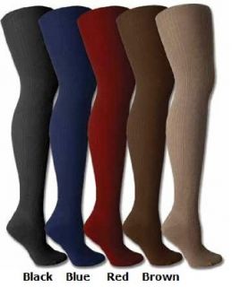 Womens Ribbed with Argyle Premium Sweater Tights   Red   Small/Medium