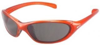 Nike Interchange 80.R Round Sunglasses, EV0139 801, Fade Shock Orange/ Gray+Orange Lenses/ Silver Flash Clothing