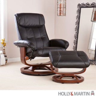 Shop Holly & Martin 85 323 046 1 01 Bryce Bonded Leather Recliner and Ottoman, Black at the  Furniture Store