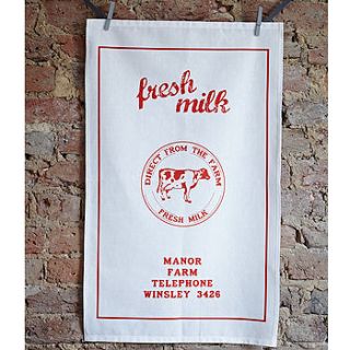 'fresh milk' linen union tea towel by bottle green homes