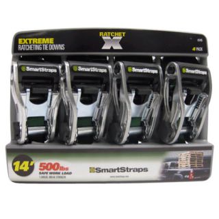 SmartStraps 345 RatchetX Tie Down Green 14 1500 lb. Capacity Pack of 4 702351