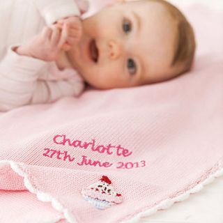 personalised knitted cupcake baby blanket by the alphabet gift shop