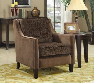 Accent Chair with Basket Weave Boxed Cushion in Brown Finish   Armchairs
