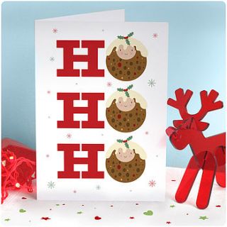 ho ho ho christmas pudding card by joanne holbrook originals