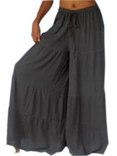 Lotustraders Pant Gauchos Ruffle Tiers Wide OS L 2X Grey T337S Clothing